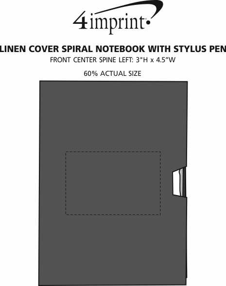 Imprint Area of Linen Cover Spiral Notebook with Stylus Pen