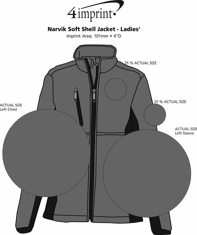 Imprint Area of Narvik Soft Shell Jacket - Ladies'