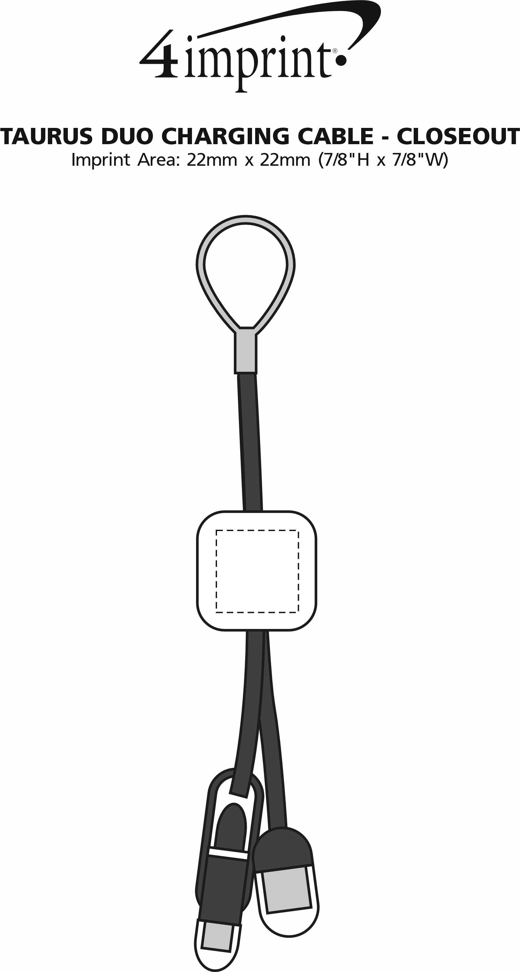 Imprint Area of Taurus Duo Charging Cable - Closeout
