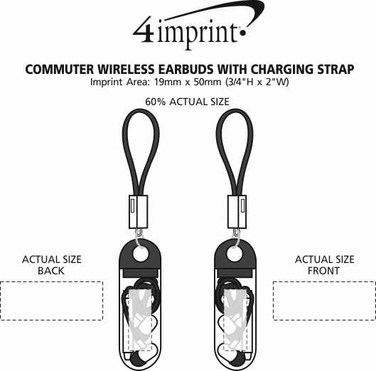 Imprint Area of Commuter Wireless Ear Buds with Charging Strap