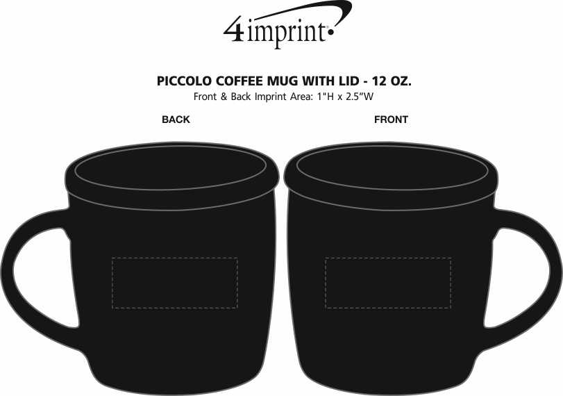 Imprint Area of Piccolo Coffee Mug with Lid - 12 oz.