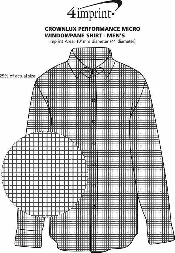 Imprint Area of CrownLux Performance Micro Windowpane Shirt - Men's