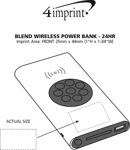 Imprint Area of Blend Wireless Power Bank - 4000 mAh - 24 hr
