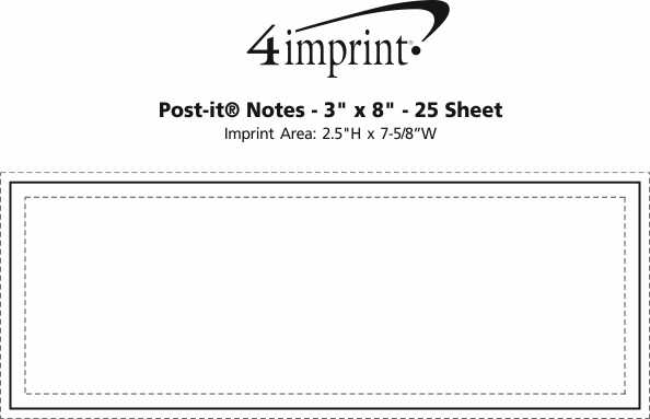 Imprint Area of Post-it® Notes - 3" x 8" - 25 Sheet