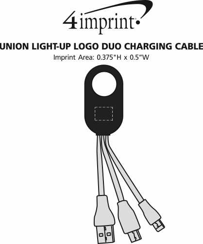 Imprint Area of Union Light-Up Logo Duo Charging Cable- Closeout