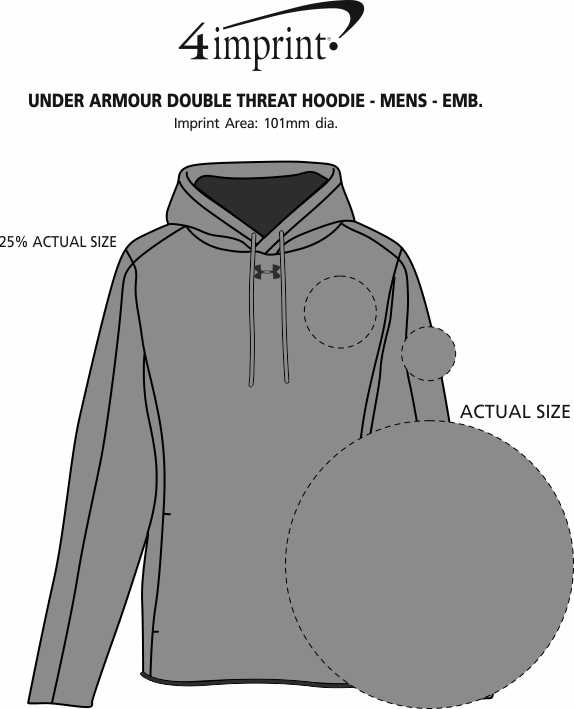 Imprint Area of Under Armour Double Threat Hoodie - Men's - Embroidered