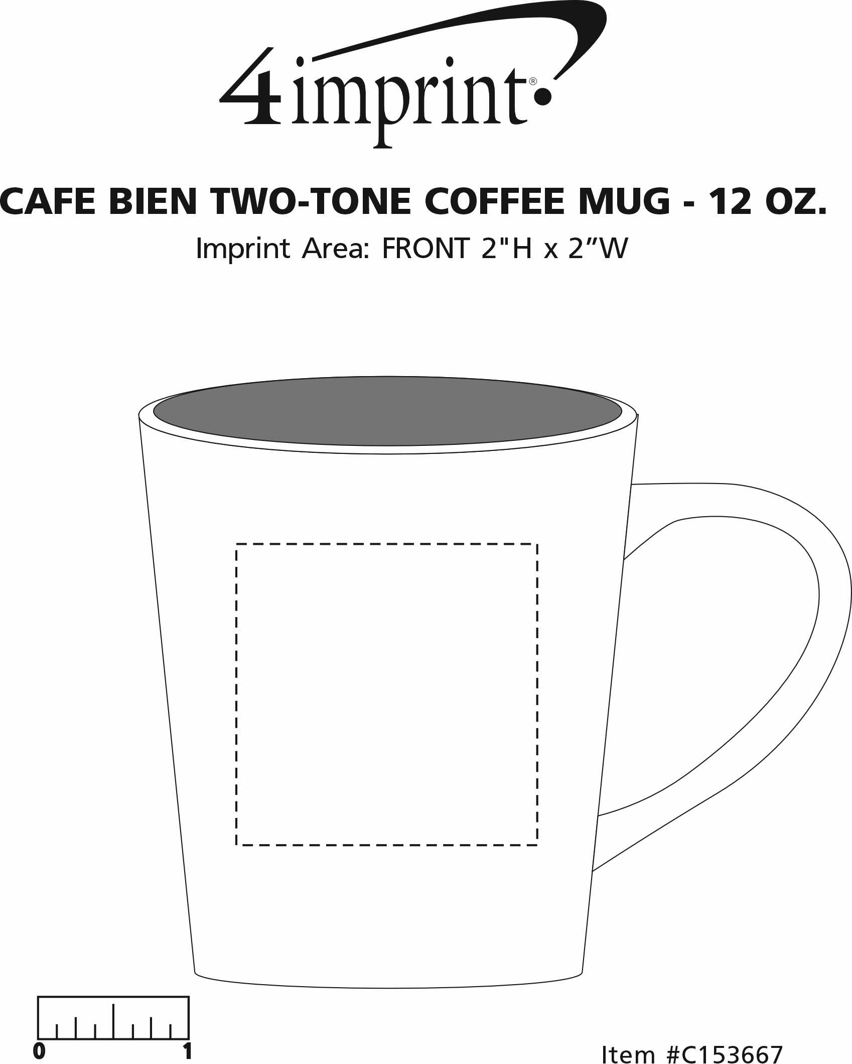 Imprint Area of Cafe Bien Two-Tone Coffee Mug - 12 oz.