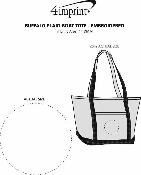 Imprint Area of Buffalo Plaid Boat Tote - Embroidered