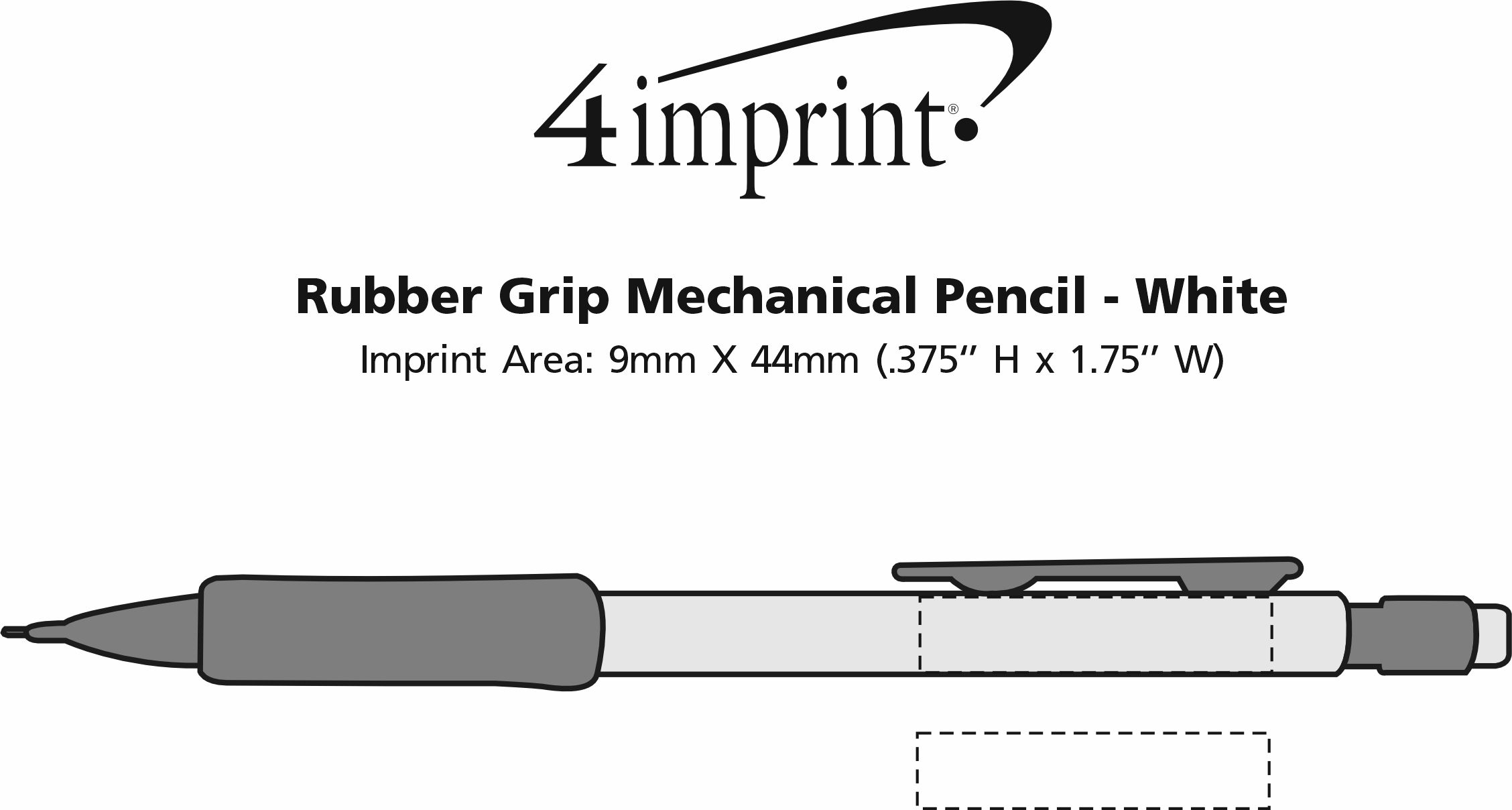 Imprint Area of Rubber Grip Mechanical Pencil - White
