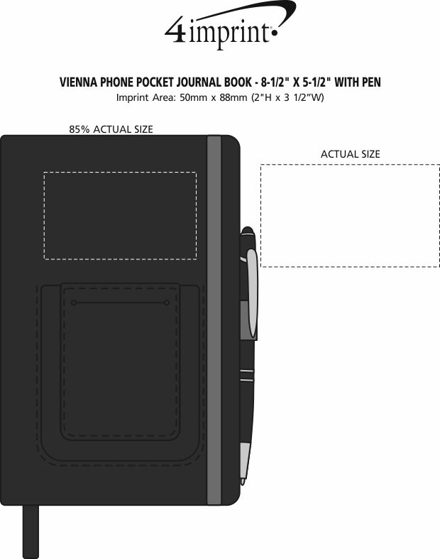 Imprint Area of Vienna Phone Pocket Journal Book with Pen - 8-1/2" x 5-1/2"