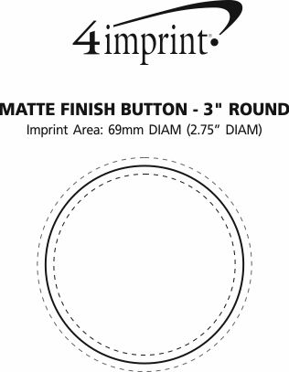 Imprint Area of Matte Finish Button - 3" Round
