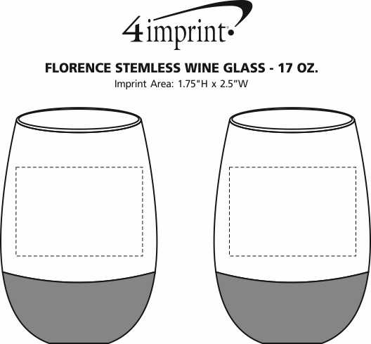 Imprint Area of Florence Stemless Wine Glass - 17 oz.