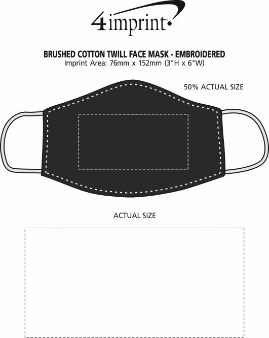 Imprint Area of Brushed Cotton Twill Face Mask - Embroidered