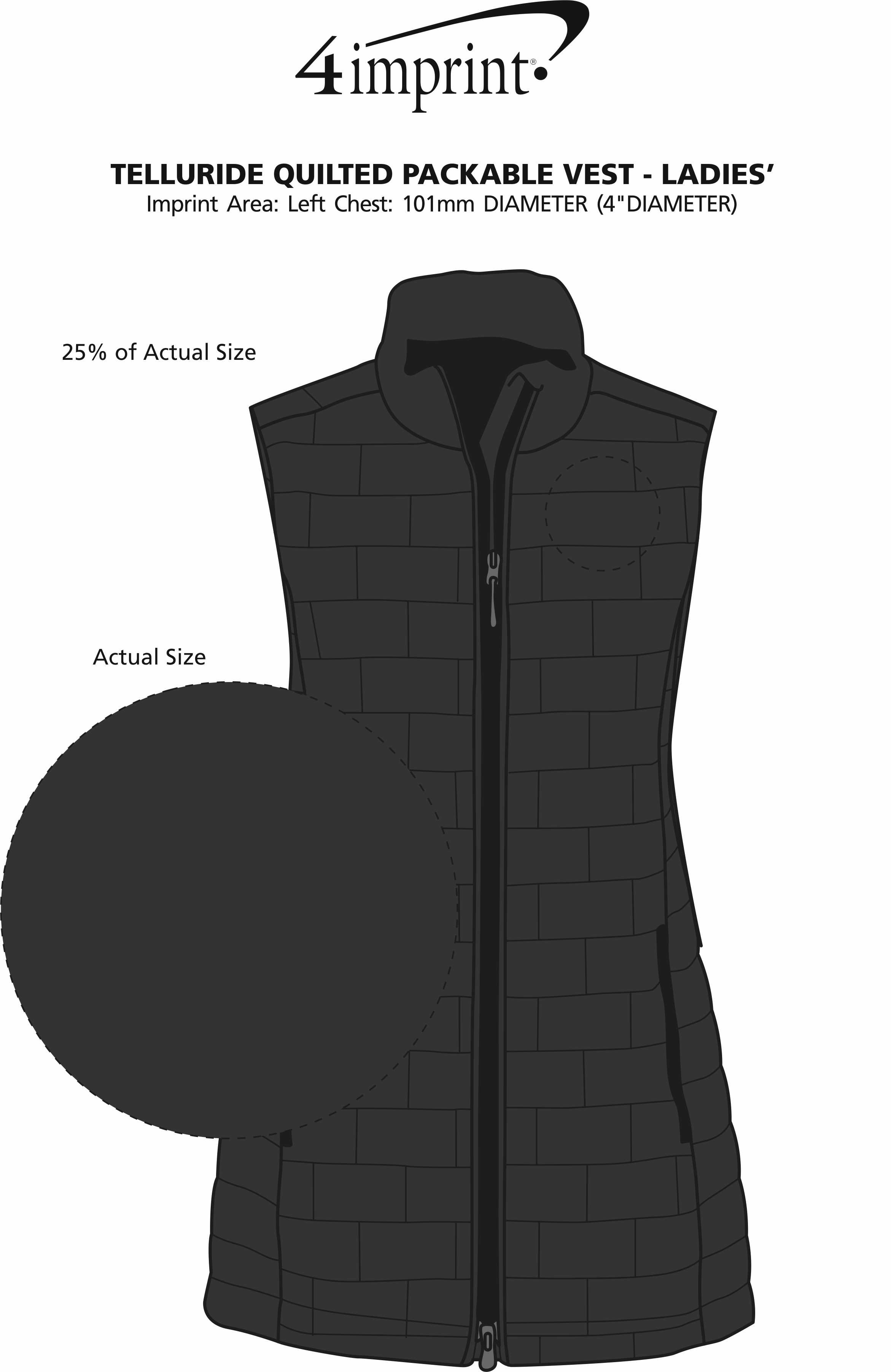 Imprint Area of Telluride Quilted Packable Vest - Ladies'