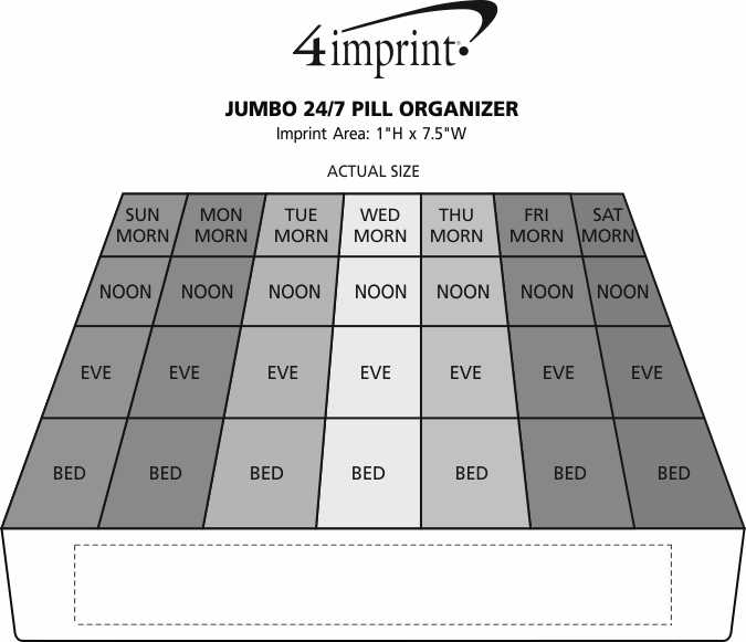 Imprint Area of Jumbo 24/7 Pill Organizer