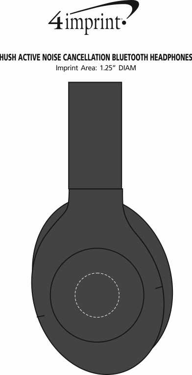 Imprint Area of Hush Active Noise Cancellation Bluetooth Headphones