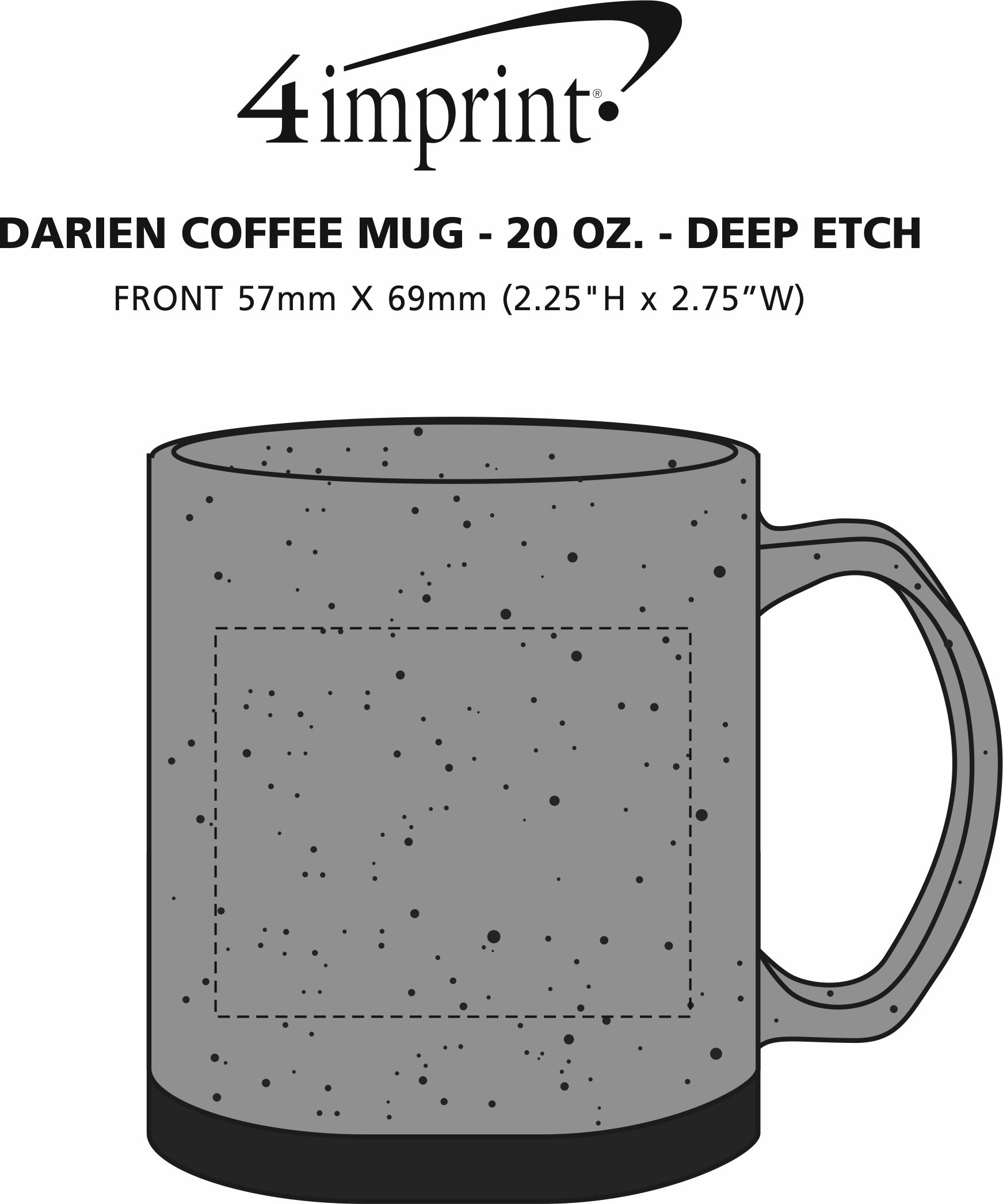 Imprint Area of Darien Coffee Mug - 20 oz. - Deep Etch