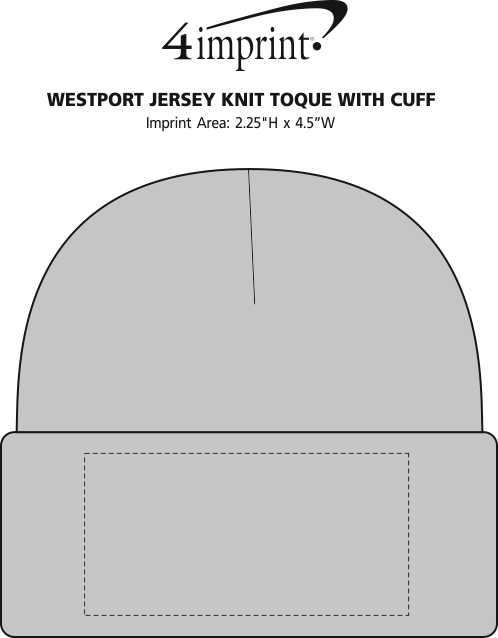 Imprint Area of Westport Jersey Knit Toque with Cuff