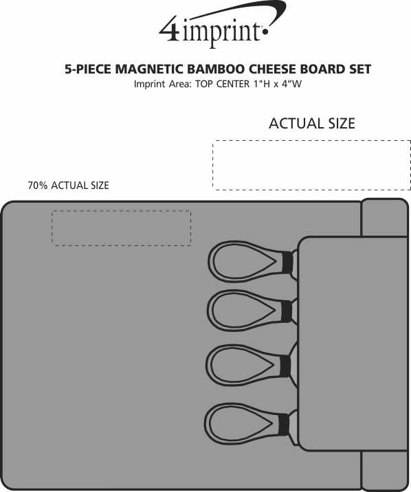Imprint Area of 5-Piece Magnetic Bamboo Cheese Board Set