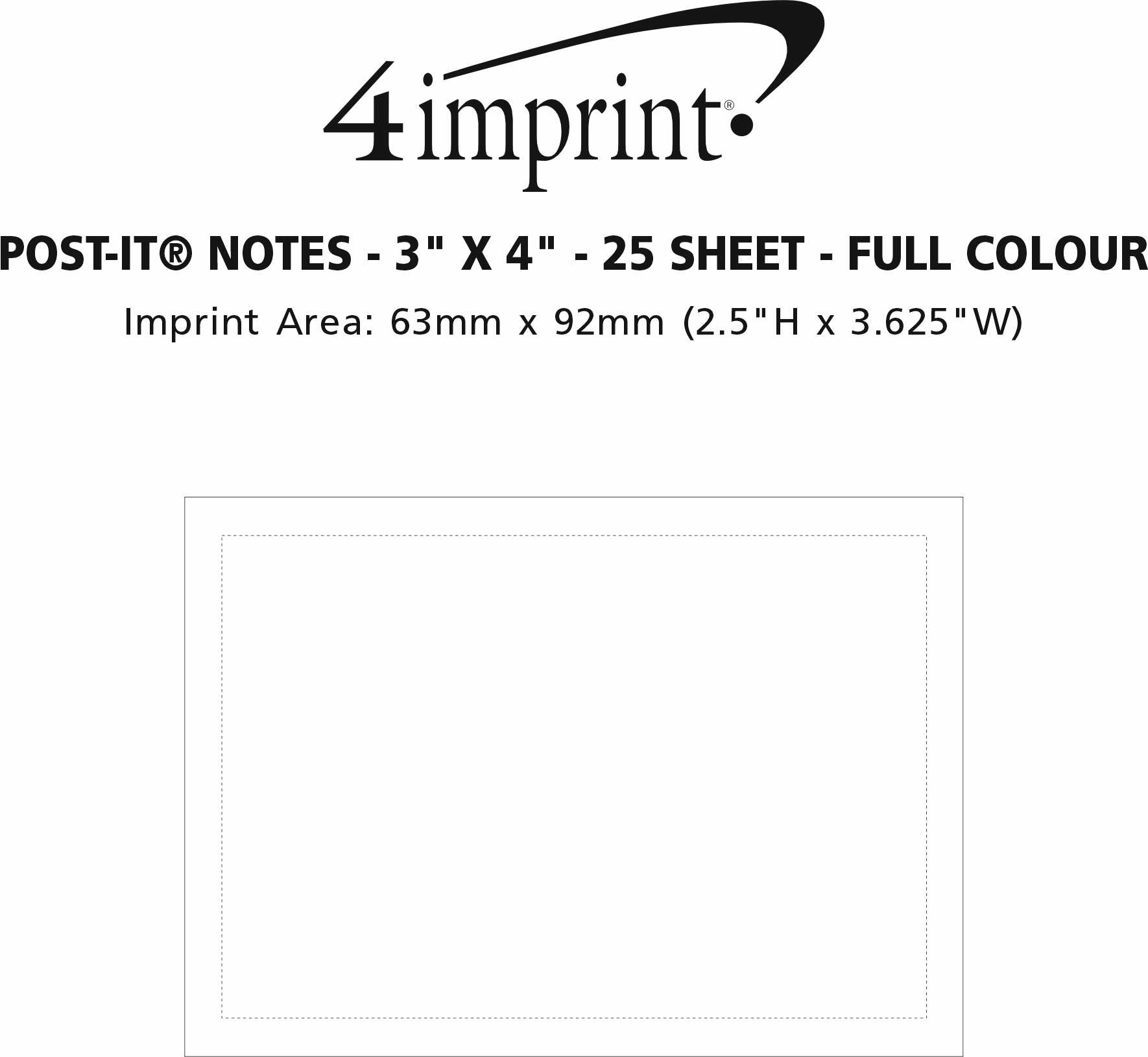 Imprint Area of Post-it® Notes - 3" x 4" - 25 Sheet - Full Colour