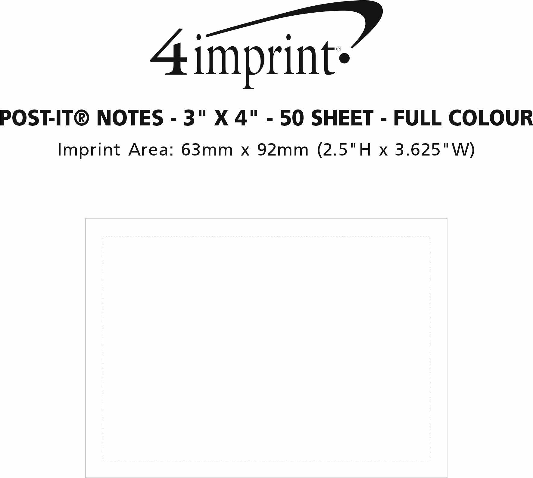 Imprint Area of Post-it® Notes - 3" x 4" - 50 Sheet - Full Colour