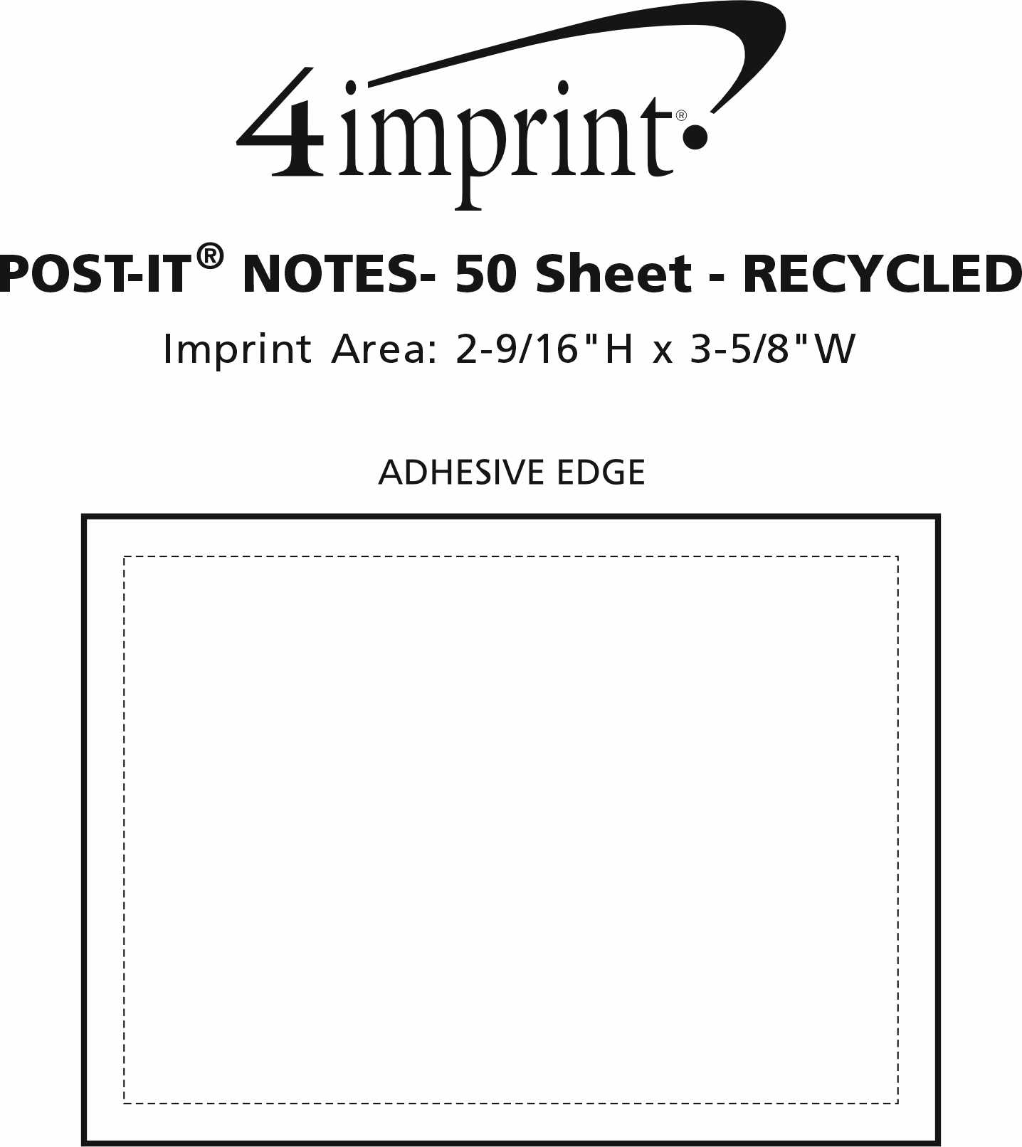 Imprint Area of Post-it® Notes - 3" x 4" - 50 Sheet - Recycled