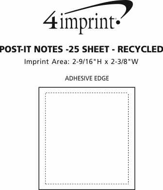 Imprint Area of Post-it® Notes - 3" x 2-3/4" - 25 Sheet - Recycled