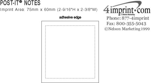 Imprint Area of Post-it® Notes - 3" x 2-3/4" - 25 Sheet
