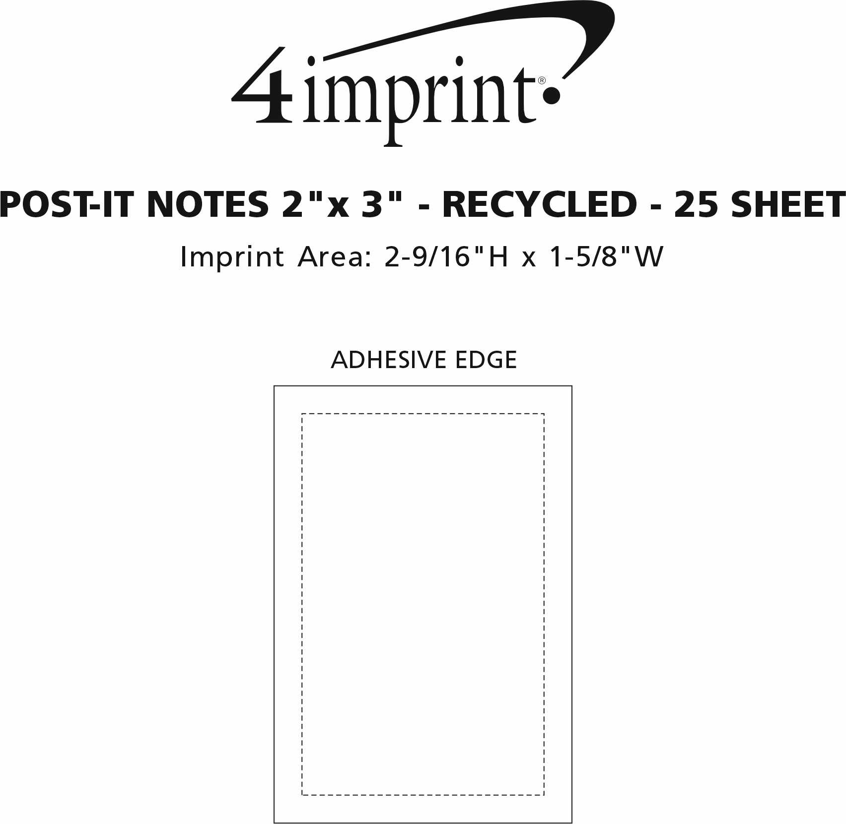 Imprint Area of Post-it® Notes - 3" x 2" -  Recycled - 25 Sheet