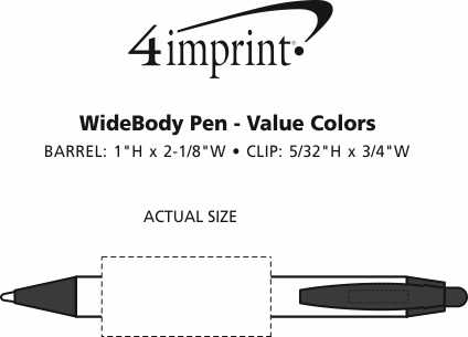 Imprint Area of WideBody Pen - Value Colours