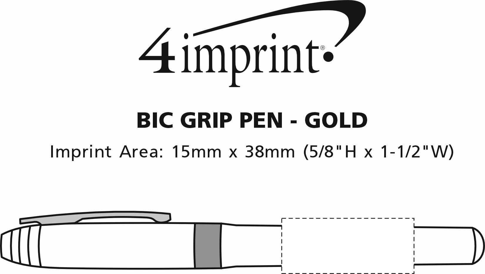 Imprint Area of Bic Grip Rollerball Pen - Gold