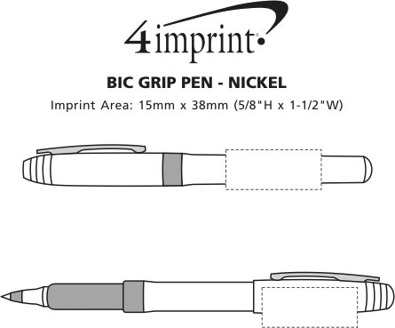 Imprint Area of Bic Grip Rollerball Pen - Nickel