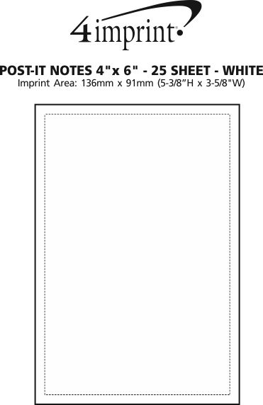 Imprint Area of Post-it® Notes - 6" x 4" - 25 Sheet - Full Colour
