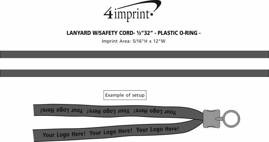 Imprint Area of Lanyard with Neck Clasp - 5/8" - 32" - Plastic O-Ring