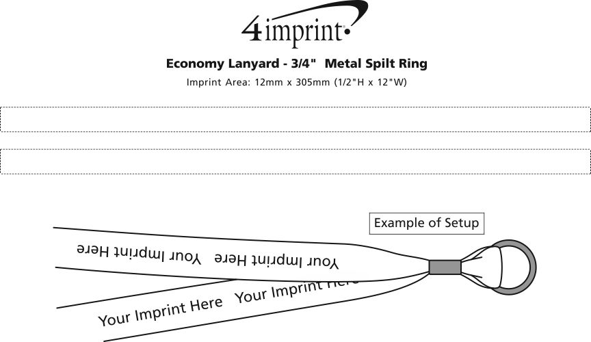 Imprint Area of Economy Lanyard - 3/4" - Metal Split Ring