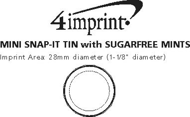 Imprint Area of Mini Snap-it Tin with Sugar-Free Mints