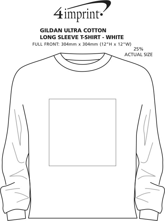 Imprint Area of Gildan Ultra Cotton LS T-Shirt - Screen - White