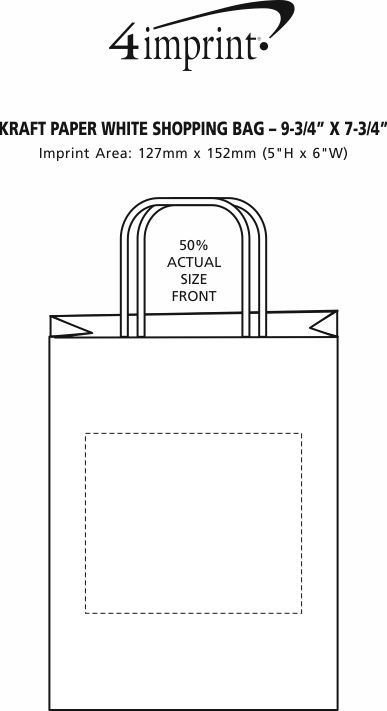 4imprint.ca: Kraft Paper White Shopping Bag - 9-3/4
