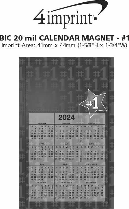 Imprint Area of Calendar Magnet - Medium - #1
