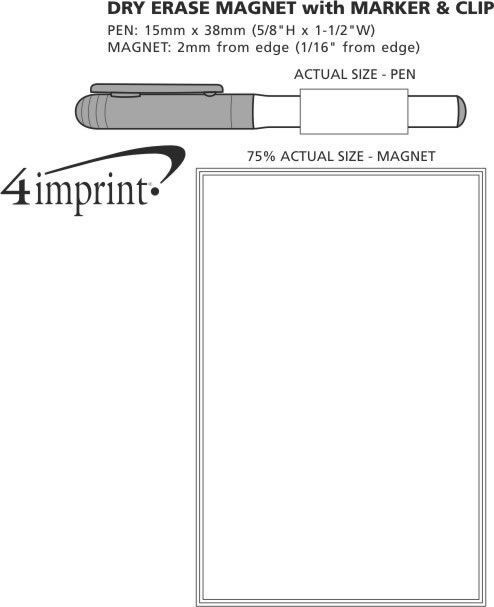 Imprint Area of Bic Dry Erase Magnet with Marker & Clip