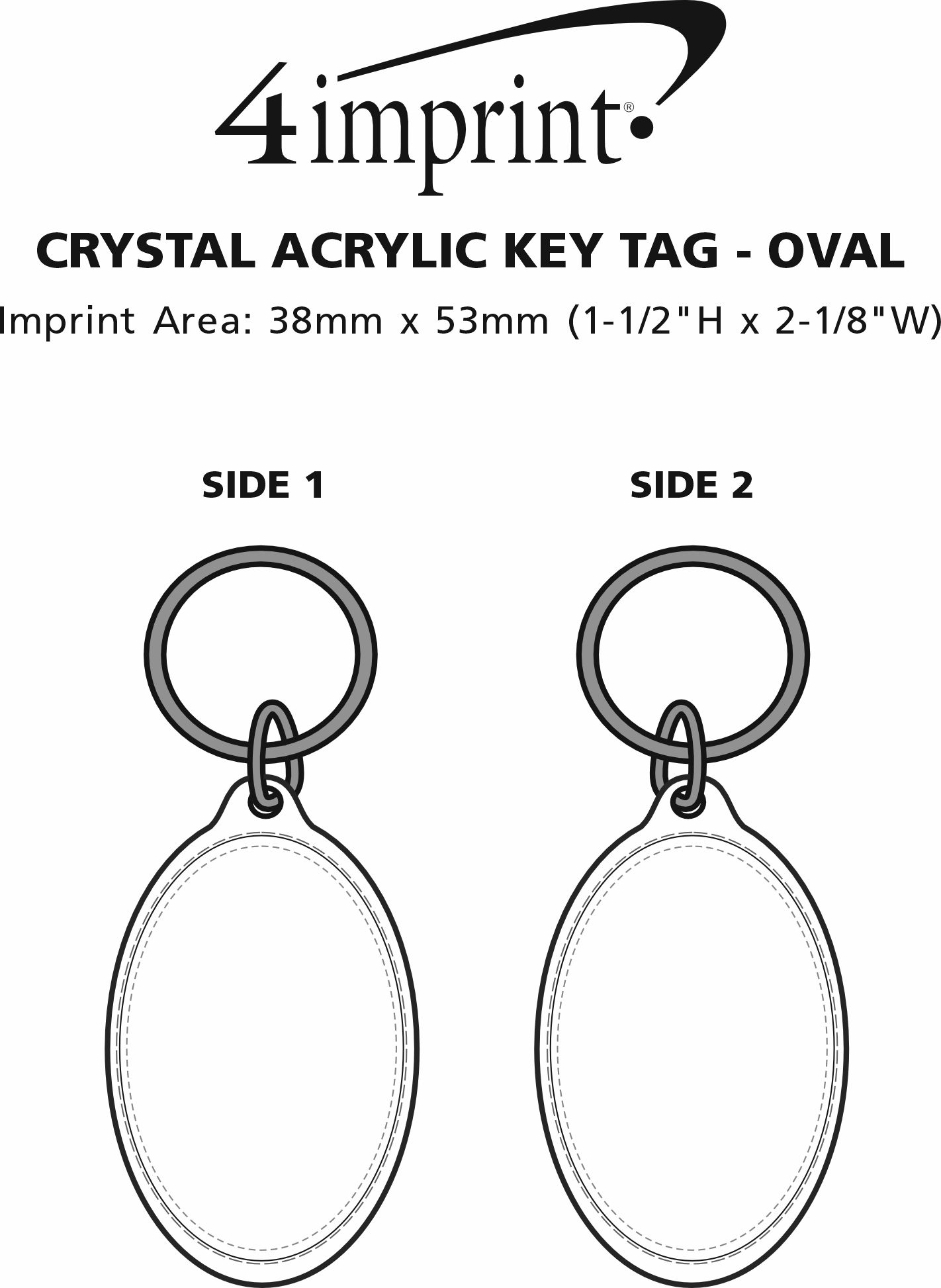 Imprint Area of Crystal Acrylic Keychain - Oval