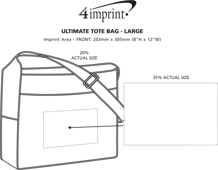 Imprint Area of Ultimate Tote Bag - 14" x 16"