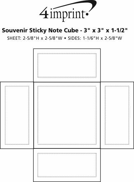 Imprint Area of Souvenir Sticky Note Cube -  3" x 3" x 1-1/2"