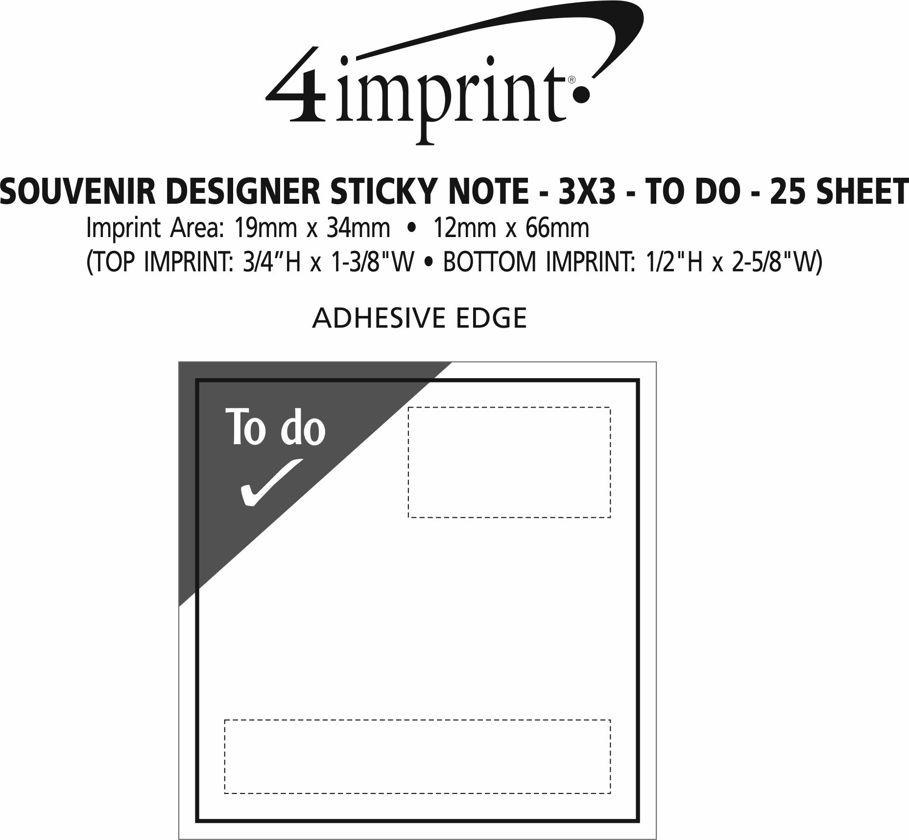 Imprint Area of Souvenir Designer Sticky Note - 3" x 3"  - To Do - 25 Sheet