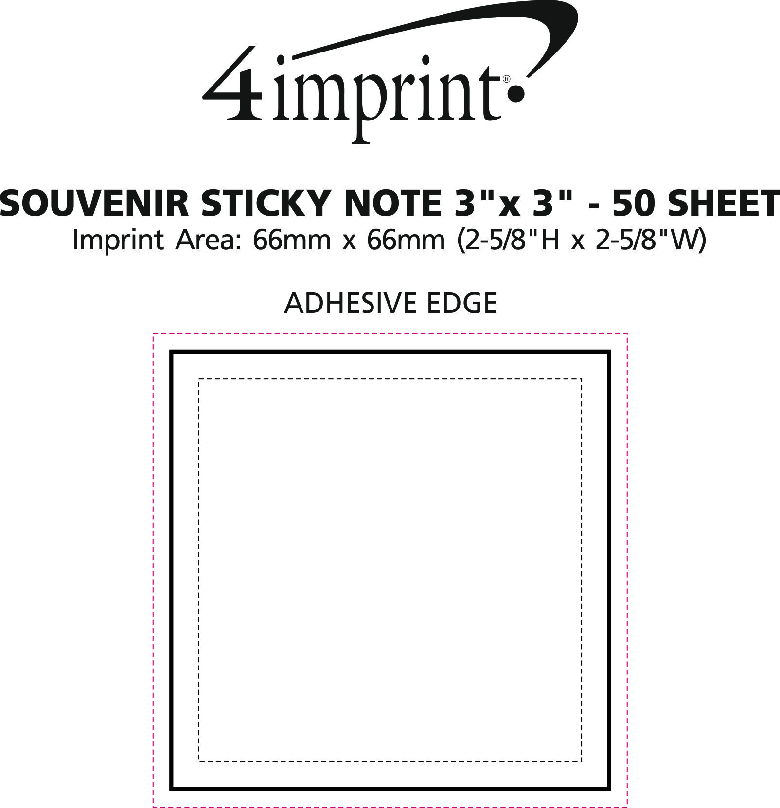 Imprint Area of Souvenir Sticky Note - 3" x 3" - 50 Sheet