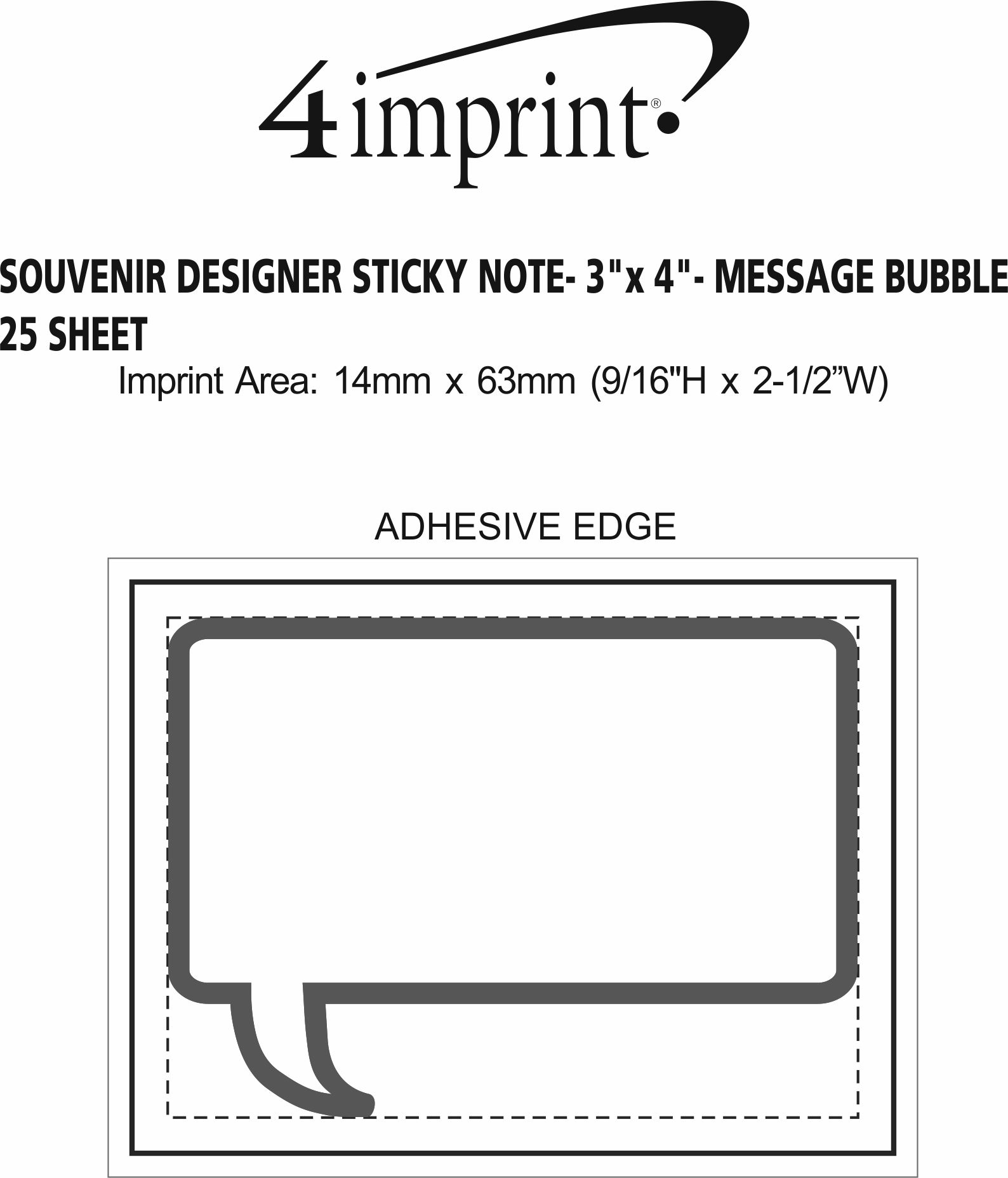 Imprint Area of Souvenir Designer Sticky Note - 3" x 4" - Message Bubble - 25 Sheet