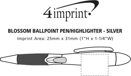 Imprint Area of Blossom Pen/Highlighter - Silver