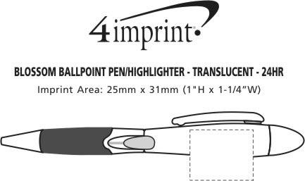 Imprint Area of Blossom Pen/Highlighter - Translucent - 24 hr