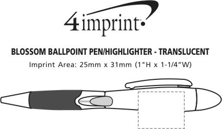 Imprint Area of Blossom Pen/Highlighter - Translucent