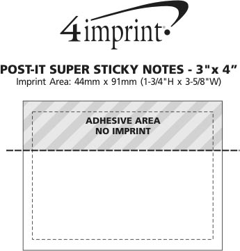 Imprint Area of Post-it® Super Sticky Notes 3" x 4" - 25 Sheet